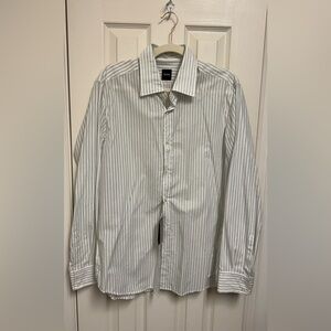 Hugo Boss White Shirt with Light Gray Pinstripes